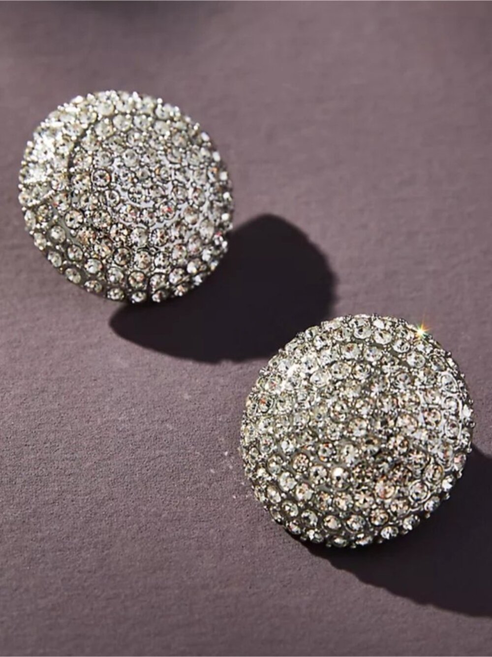 New! Silver Rhinestone Round Statement Earrings (3012) NWOT